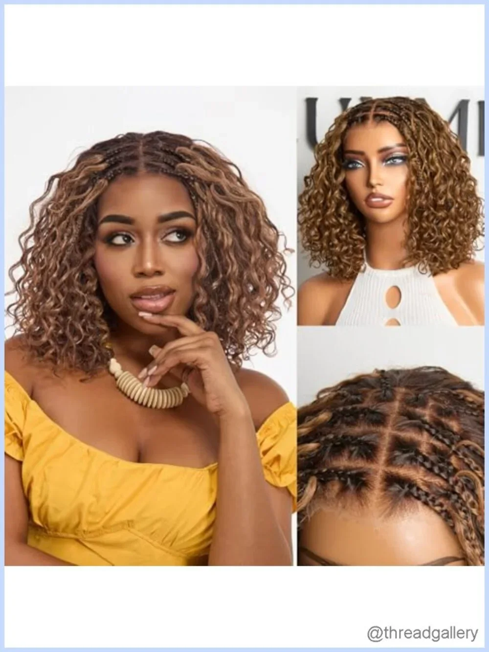 Boho Braided Deep Curly 5x5 Lace Front Human Hair Wig Glueless Pre Cut Pre